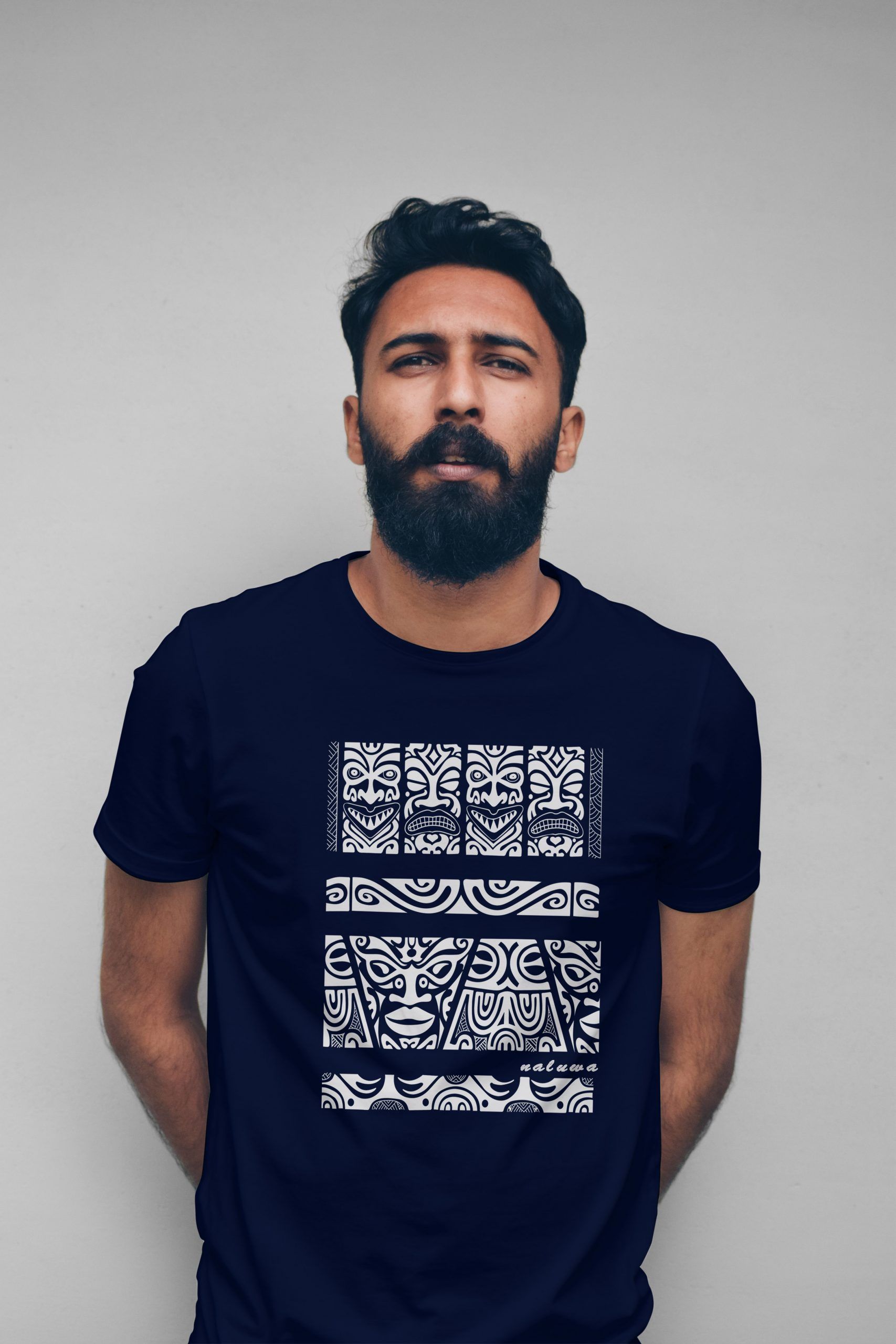 3 CAMISETA rectangulo marino dibujo blanco