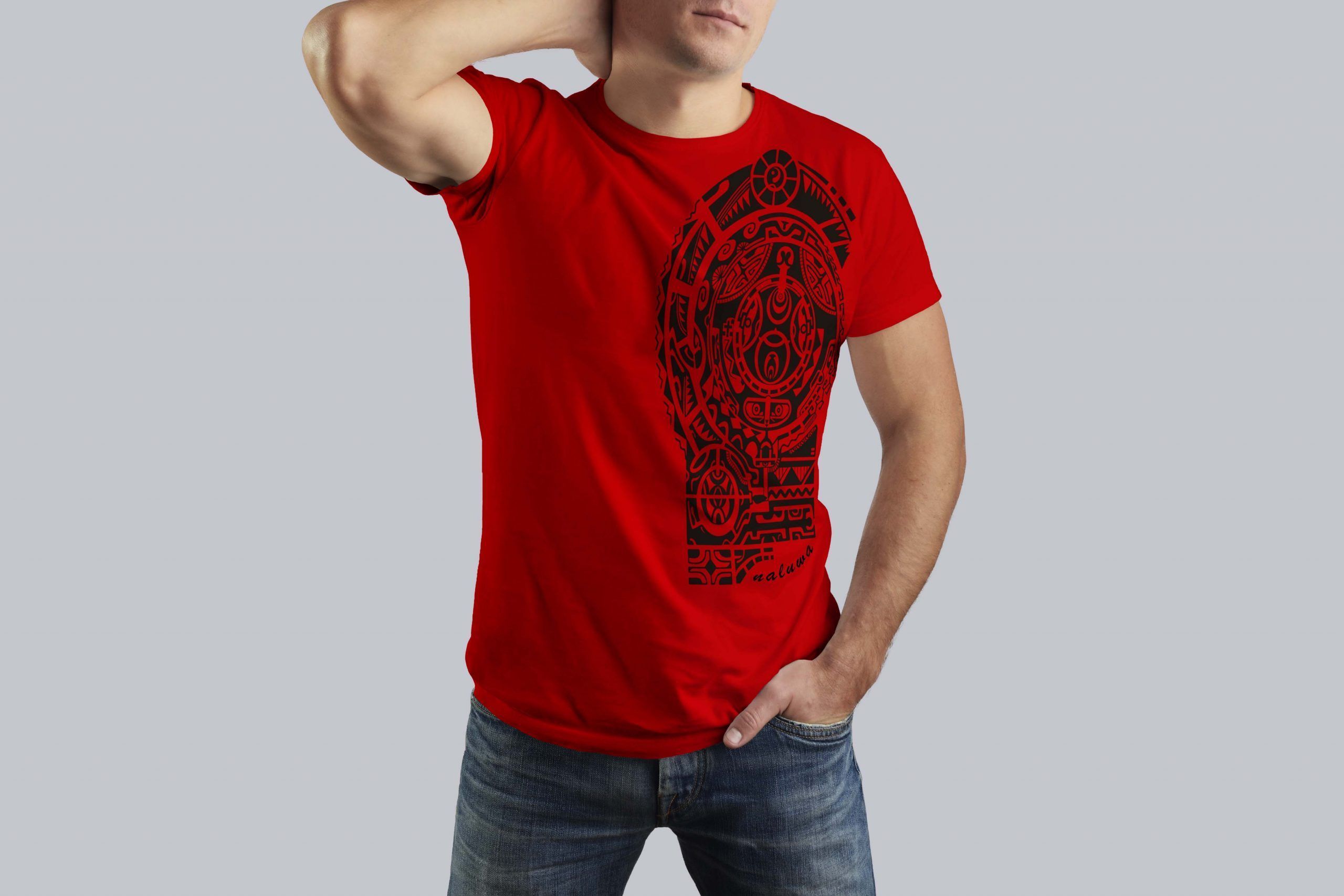 8 camiseta roja a vertical negro